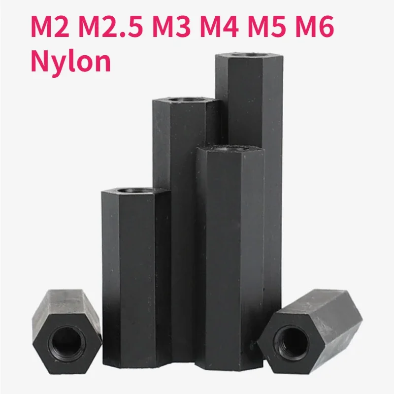 M2 M2.5 M3 M4 M5 M6 Black Nylon Hex Female Standoff Plastic Mount Hexagon Thread PCB Motherboard Spacer Pillar Board Nut