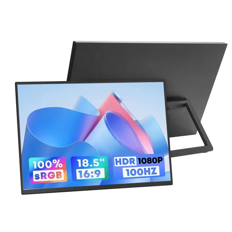 PC Monitor portatile da 18,5 pollici 100Hz 100% SRGB FHD 1080P IPS Display per computer Monitor da gioco per laptop USB C HDMI HDR da viaggio