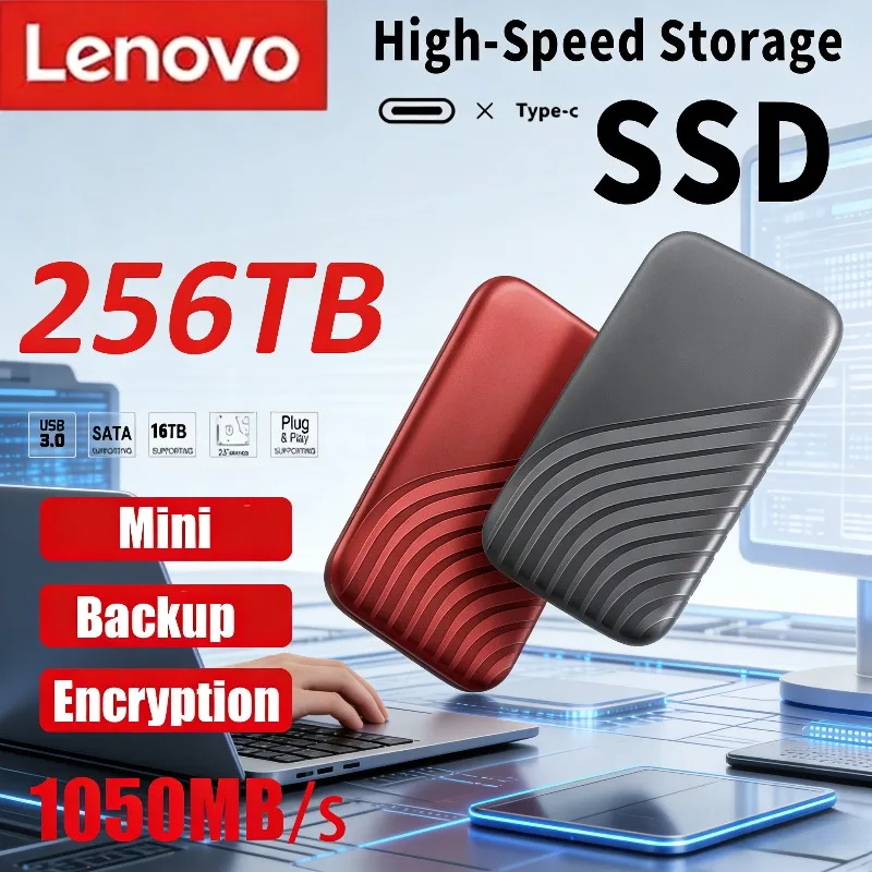 

Новый внешний SSD-накопитель Lenovo 2026 года, высокоскоростной флеш-диск Type-C USB 3.1, портативный жесткий диск 2 ТБ, 4 ТБ, 8 ТБ для ноутбуков