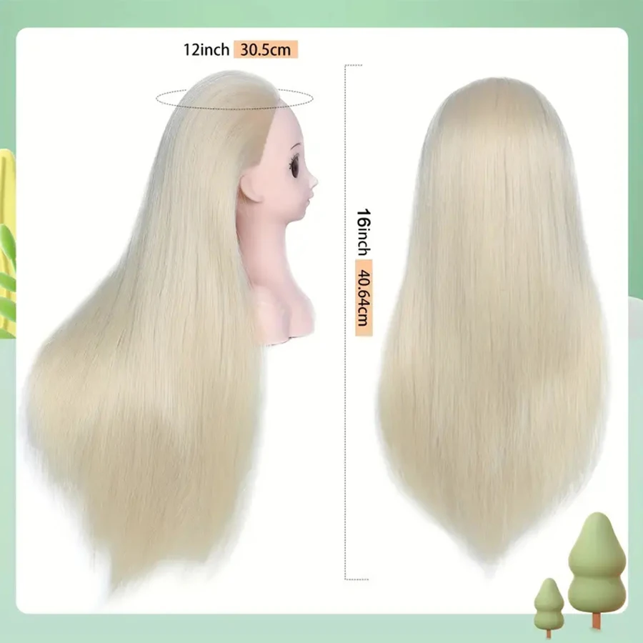 Mannequin Head with Hair 16 Inch Manikin Doll Head for Hair Styling and Braiding Practice for Girls