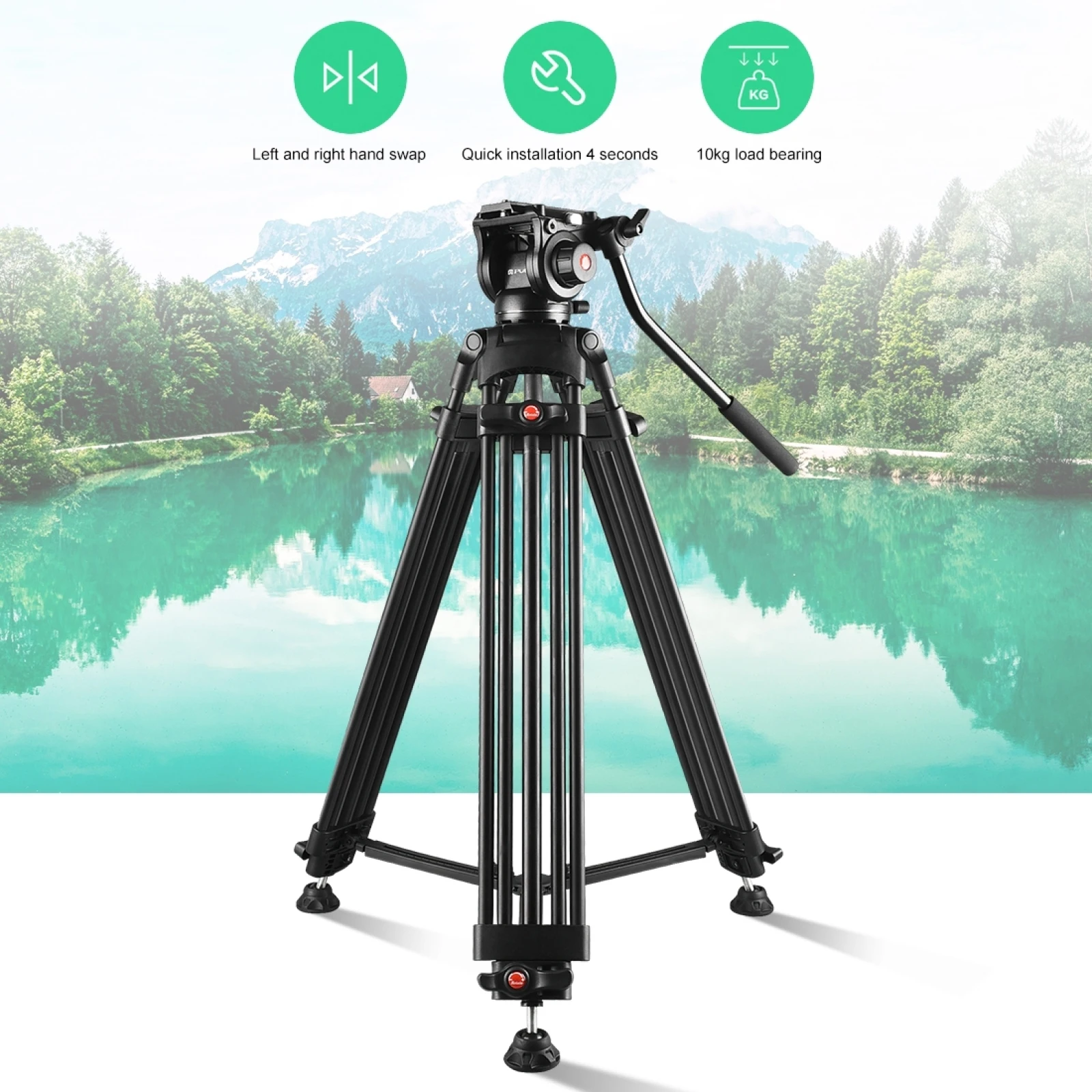 PULUZ Professional Heavy Duty Video Camcorder Aluminum Alloy Tripod with Fluid Drag Head for DSLR / SLR Camera 80-160cm