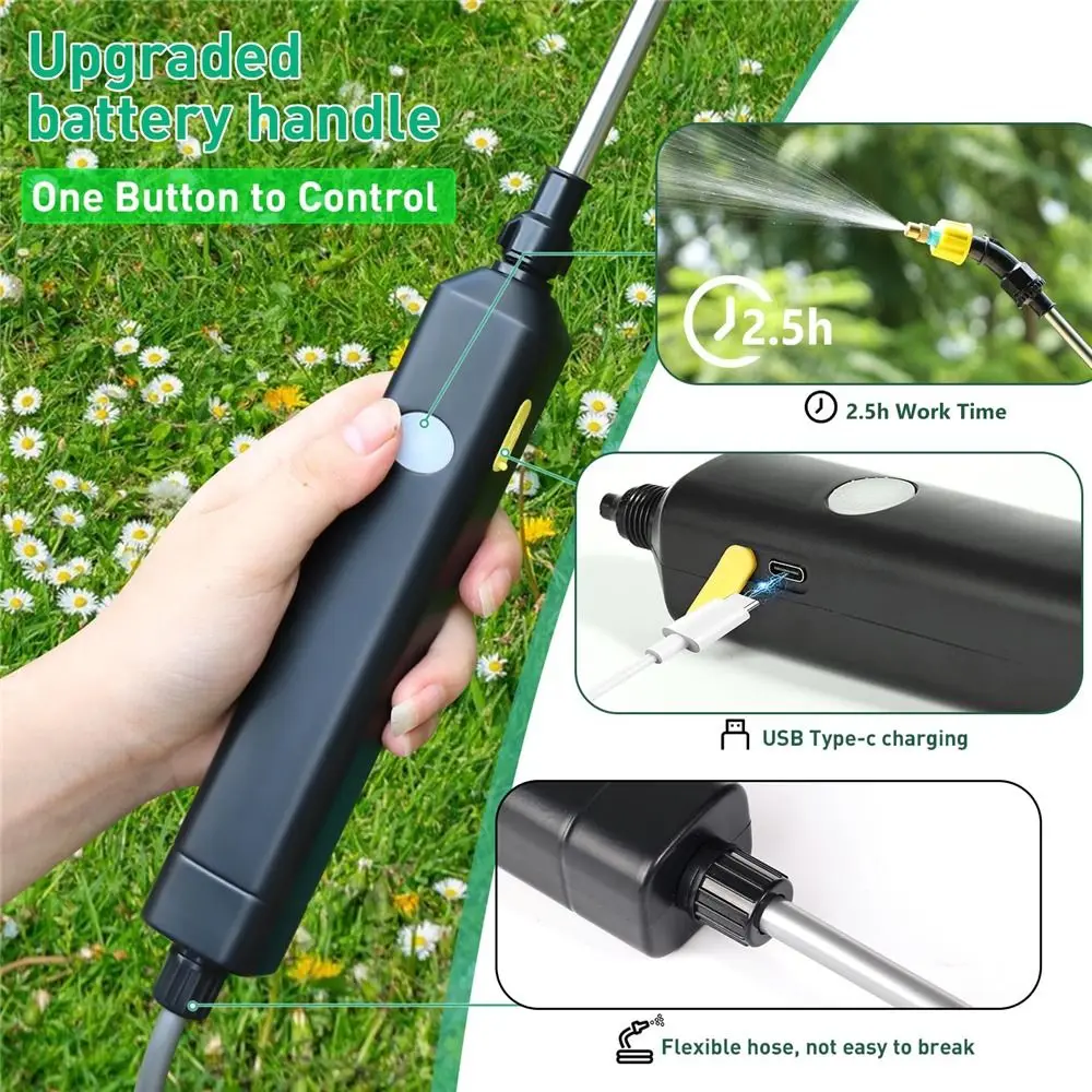 

Upgrade Battery Powered Electric Garden Sprayer Retractable Wand with Adjustable Shoulder Strap Sprayer with 2 Mist Nozzles