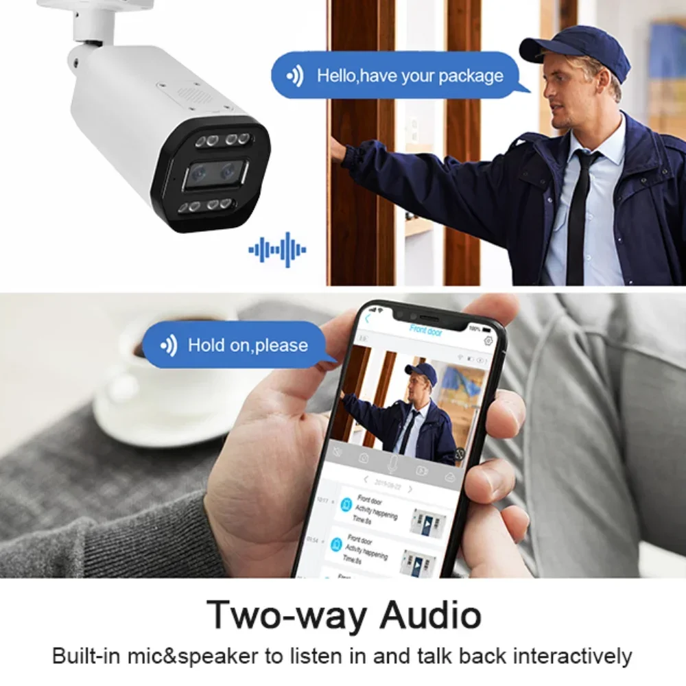 PEGATISAN 4MP Telecamera IP Doppia Lente Esterna IP66 Impermeabile CCTV Cam Full Color Visione Notturna Video Sorveglianza Telecamere di Sicurezza