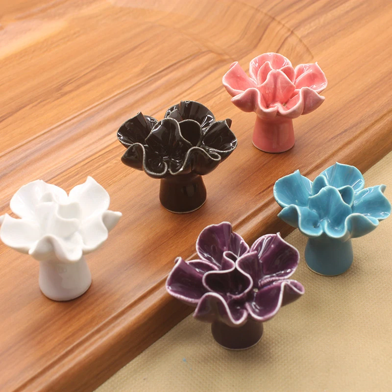 Modern And Simple Pastoral Bookcase Wardrobe Cupboard Drawer Shoe Cabinet Door Celosia Single Hole Ceramic Handle