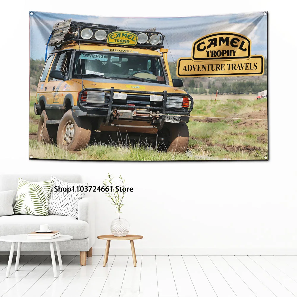 3x5 Ft Camel Trophy ADVENTURE TRAVEIS Flag Polyester Digital Printing Banner for Garage Wall Art Out Door Decoration