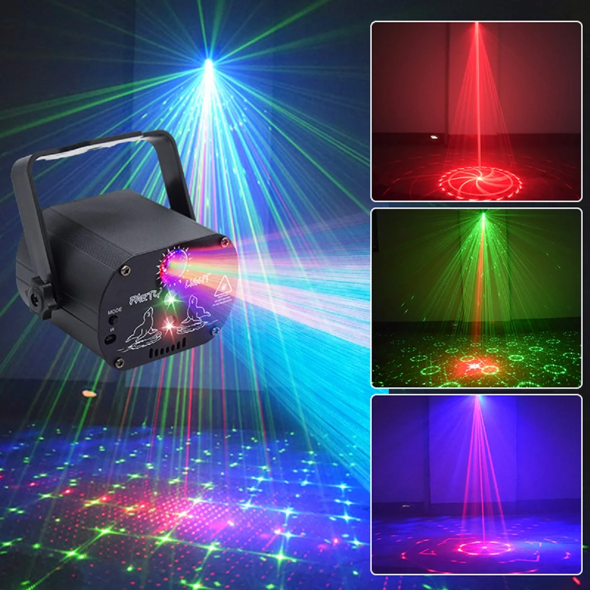 DJ Disco Stage Party Lights Remote Control Voice Controlled Laser RGB Strobe Light Projector Home Christmas Halloween Decoration