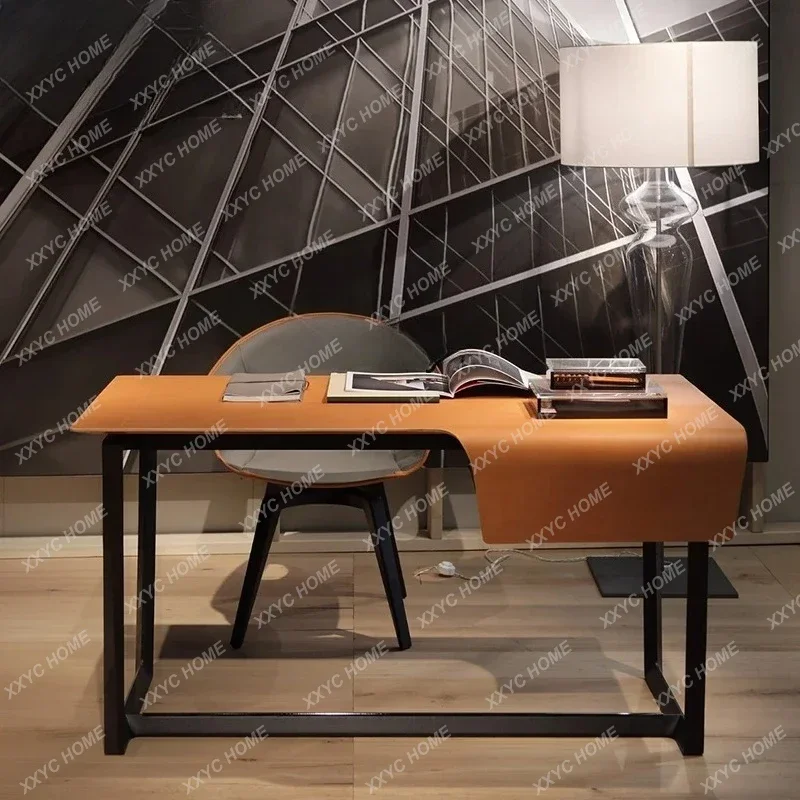 

Итальянский светлый роскошный простой оранжевый стол, элитный офисный стол, компьютерный стол, мебель из цельного дерева