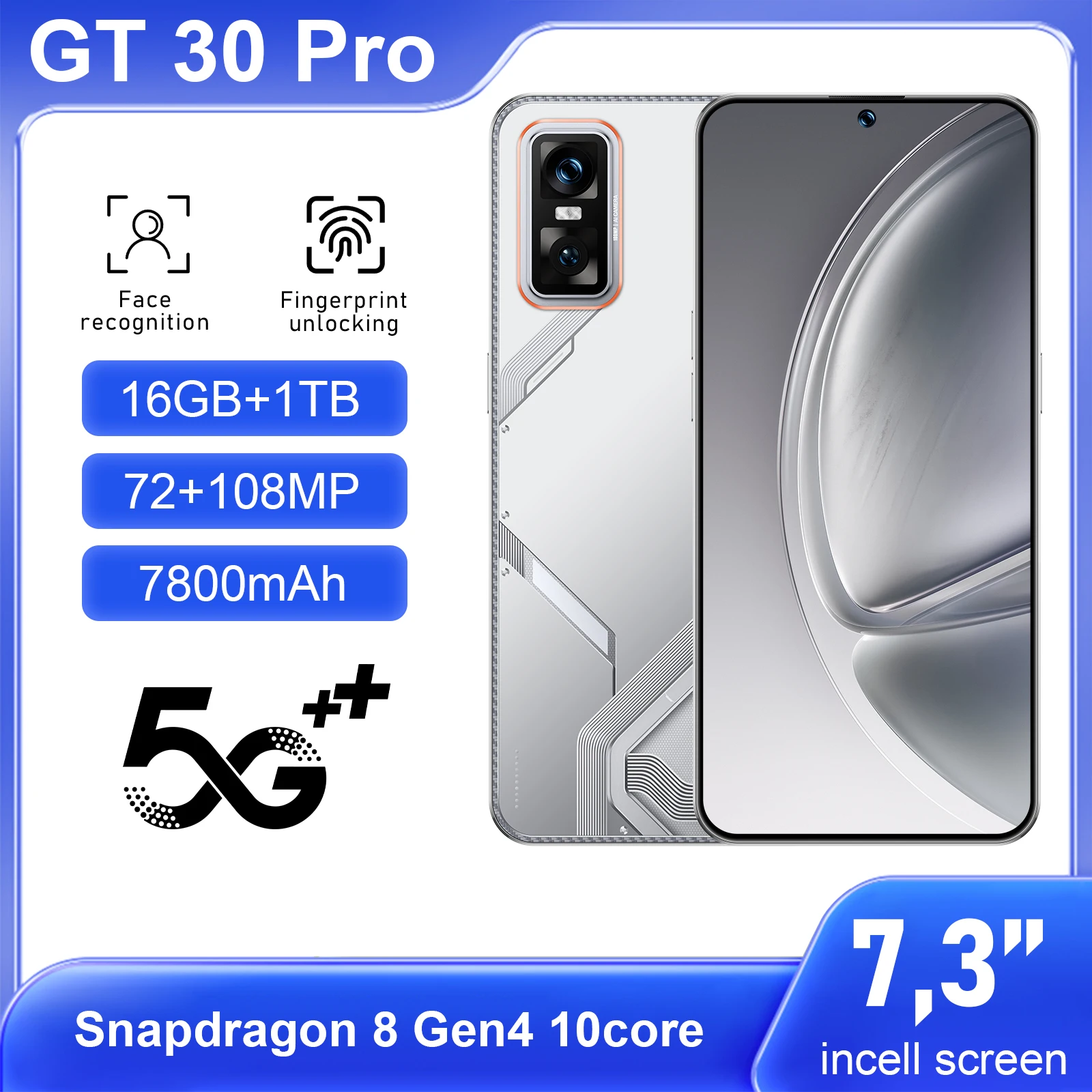 

Tablet protective case For Global Version 2025 HOT New GT30 Pro 7.3HD Original Smart Dual Card 7800mAh Battery 16GB+1TB 72+108MP
