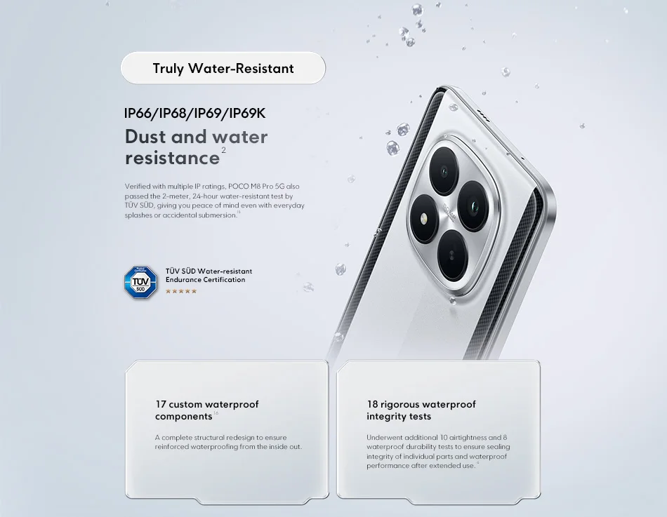 New POCO M8 Pro 5G Smartphone Global Version Snapdragon 7s Gen 4 NFC 6.83" 1.5K 120Hz display 6500mAh 100W Charging
