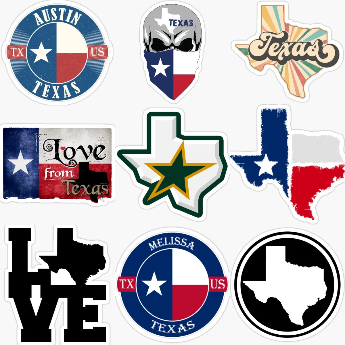 

Texas Map Emblem Creative PVC Waterproof Sticker for Decorate Car Van Bicycle Window Wall Fridge Helmet Table Decal Accessorie