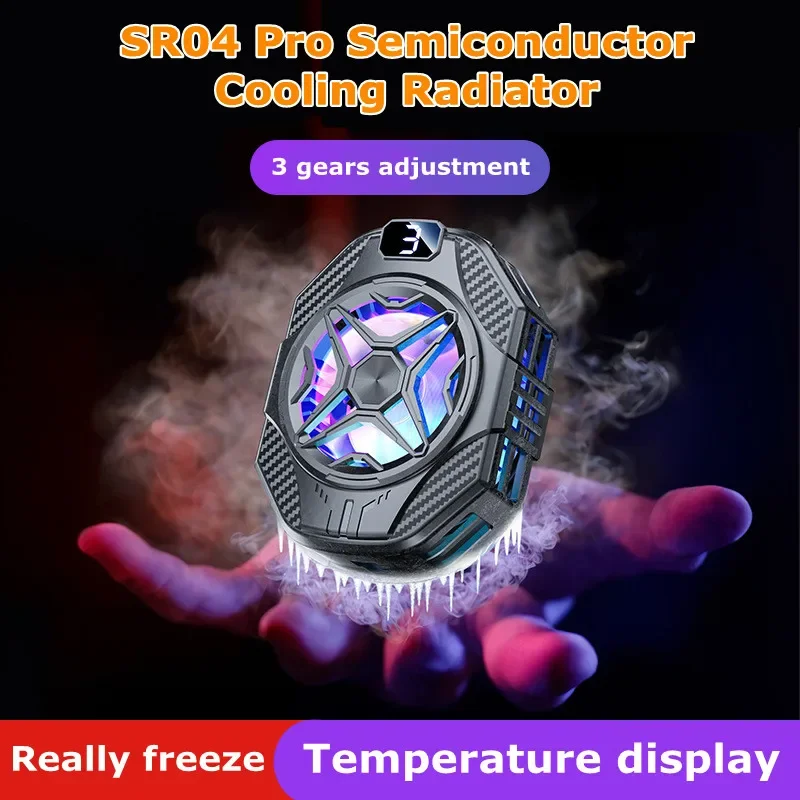 SR04 Pro Semiconductor Magnetic/Back-clip 2 IN 1 3 Gear Adajustment Type-c Cooling Fan Radiator for IOS Android PUBG Game Cooler