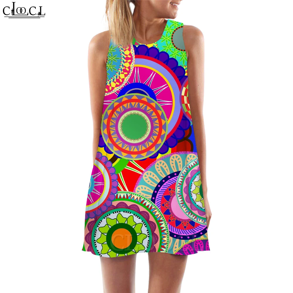 

CLOOCL Women Tank Dress Beach Party Wear Harajuku Moroccan Art Pattern 3D Printed Dress Vestidos De Fiesta Colorful Vest Dresses