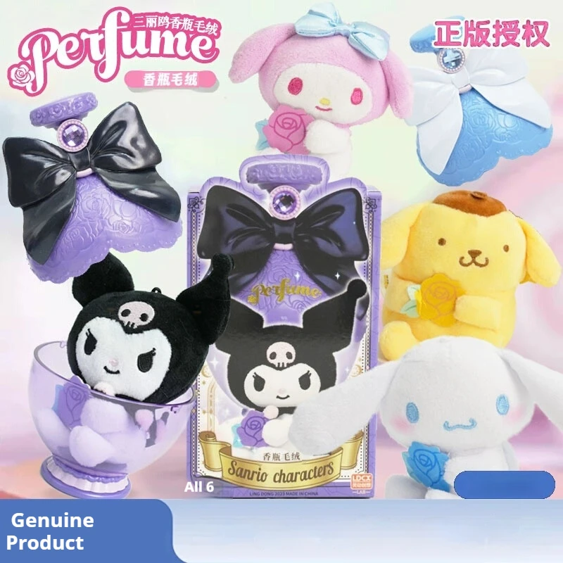 

Подлинная слепая коробка, флакон духов, плюшевая кукла серии Kuromi My Melody Hello Kitty Cinnamoroll, детский подарок на день рождения