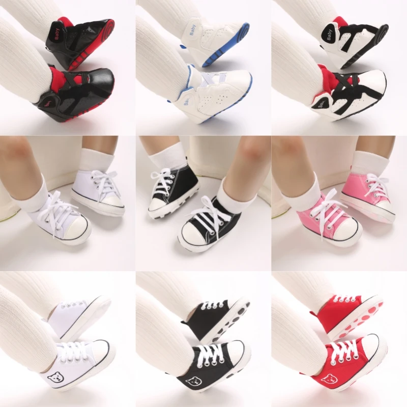 

Classic fashion baby shoes casual shoes soft-soled baptismal shoes for boys and girls sneakers comfortable first walk for 0-18 m