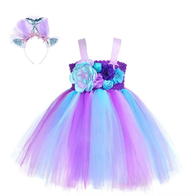 

The Little Mermaid Tutu Dress Unicorn Princess Cosplay Party Dresses For Newborn Baby Starfish Toddler Mermaid Costume