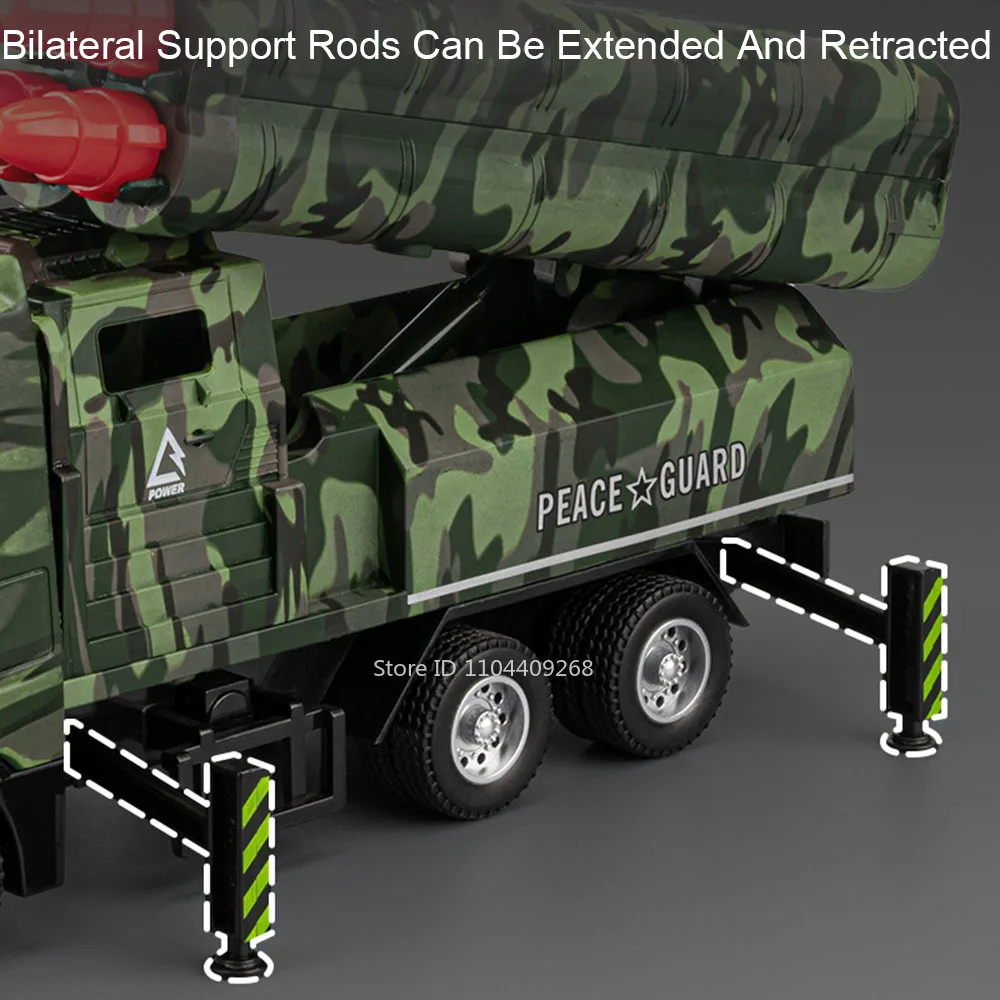 1:32 صاروخ صاروخ قاذفة الطائرة بدون طيار إطلاق نموذج سيارة لعبة معدنية دييكاست ضوء الصوت المركبات العسكرية اللعب نماذج الأولاد الهدايا #3