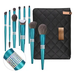 10 Pcs Glitter Diamond Makeup Brushes Set With Rhinestone for Women Power Eyeshadow Face Paint Eyelash Make Up Brush Beauty Tool