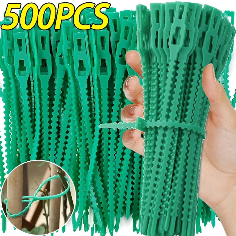 10/500Pcs Garden Plastic Cable Ties Reusable Plant Support Shrubs Fastener Tree Locking Adjustable Plastic Organizer Wrap Rings