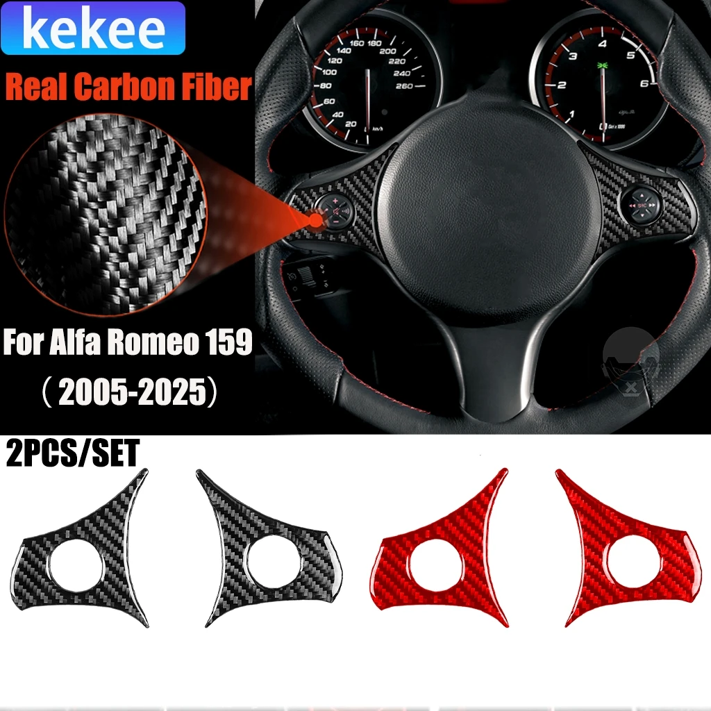 

Carbon Fiber Car Accessories Driver Wheel Button Panel Modified Interior Trim Cover Soft Sticker For Alfa Romeo 159 2005-2025