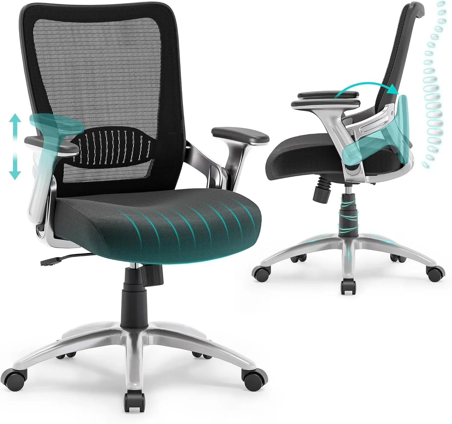 

Office Chair, Ergonomic Computer Desk Chair, Sturdy Executive Task Chair - Adjustable Lumbar Support,Flip-up Arms, Tilt Function