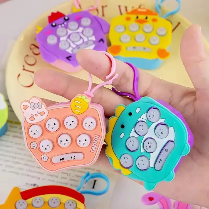 Mini Handheld Game Console Cartoon Pattern Floor Mouse Electronic Luminous Decompression Small Keychain