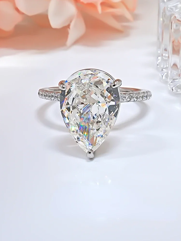 

SpringLady 100% серебро 925, модное легкое роскошное маленькое и универсальное кольцо с каплями воды, простые ювелирные изделия с высокоуглеродистым бриллиантом