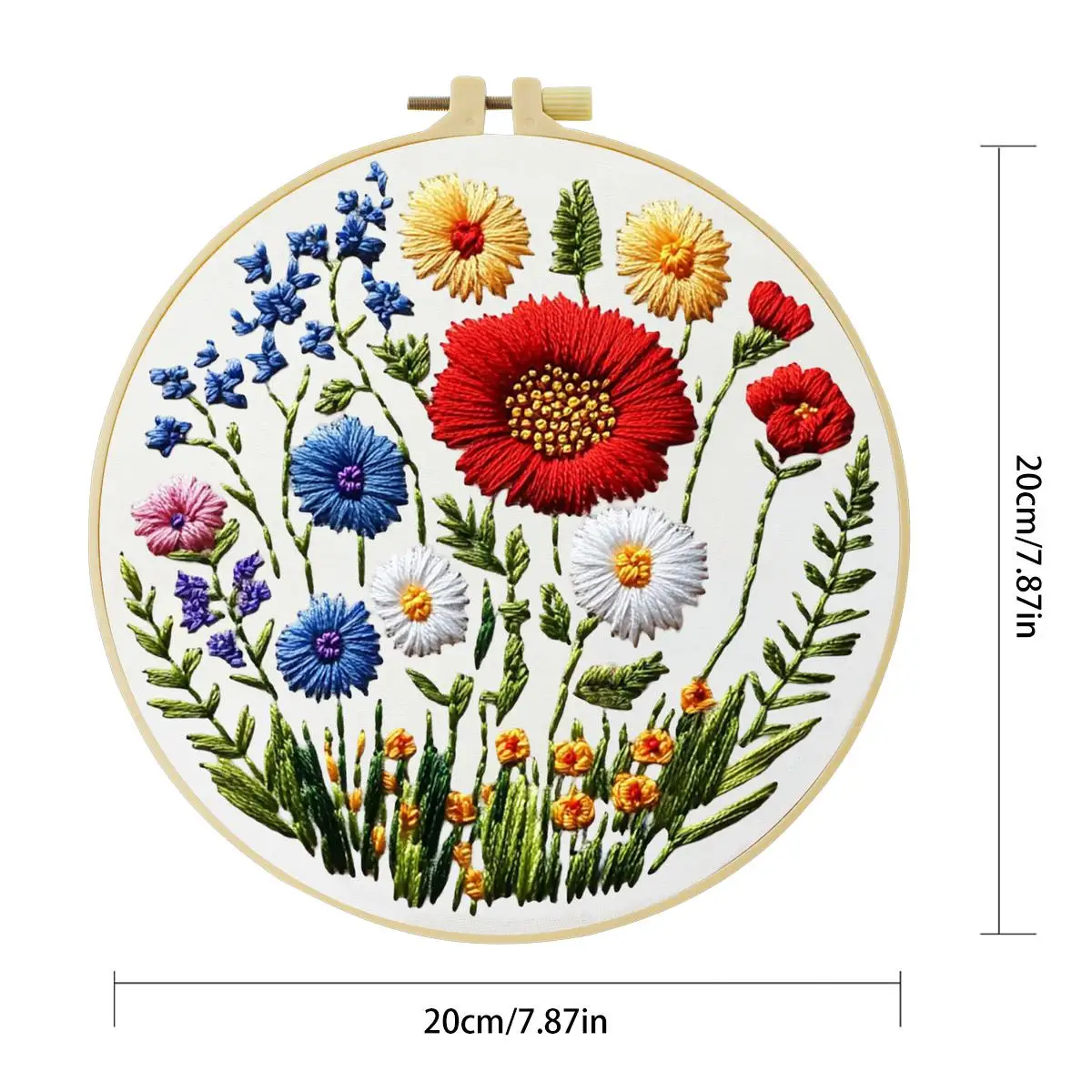 1 Stück 20X20CM/15X15CM 7,87/6,3 Zoll Blumen-Stickerei-Starter-Kit DIY-Kit DIY-Stickerei-Set Handarbeiten Nähkunst Heimdekoration – Detail 4