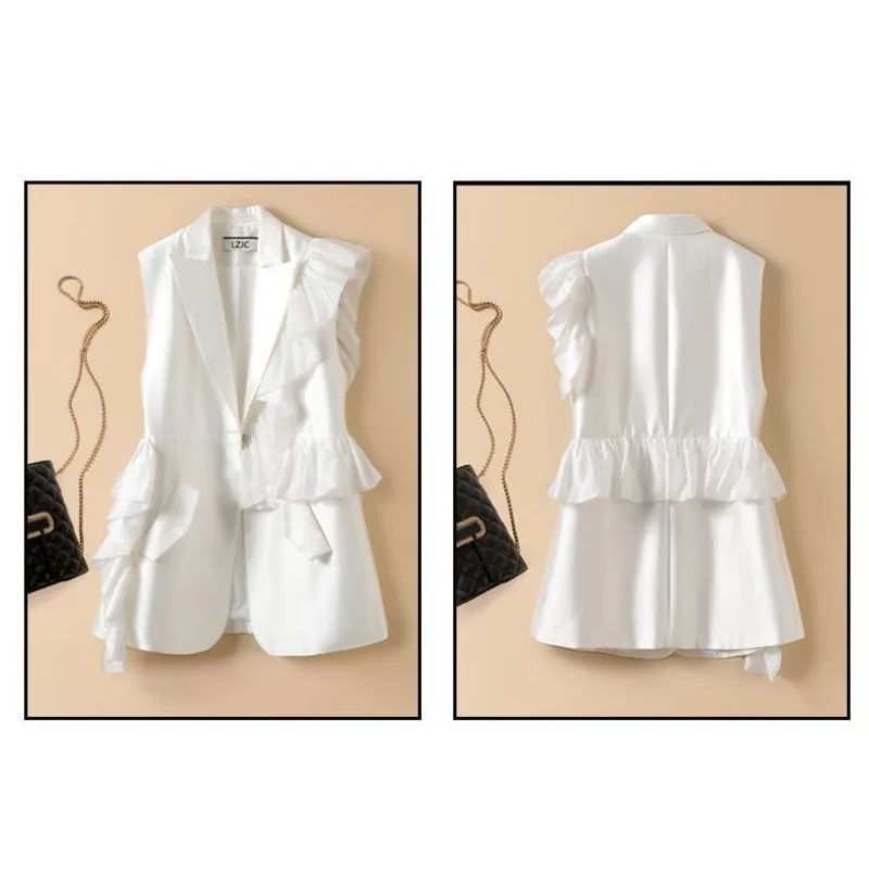 High-end Light Luxury European Suit Waistcoat Women's Medium Length South Oil Designer Style Fashionable Fried Street Foreign