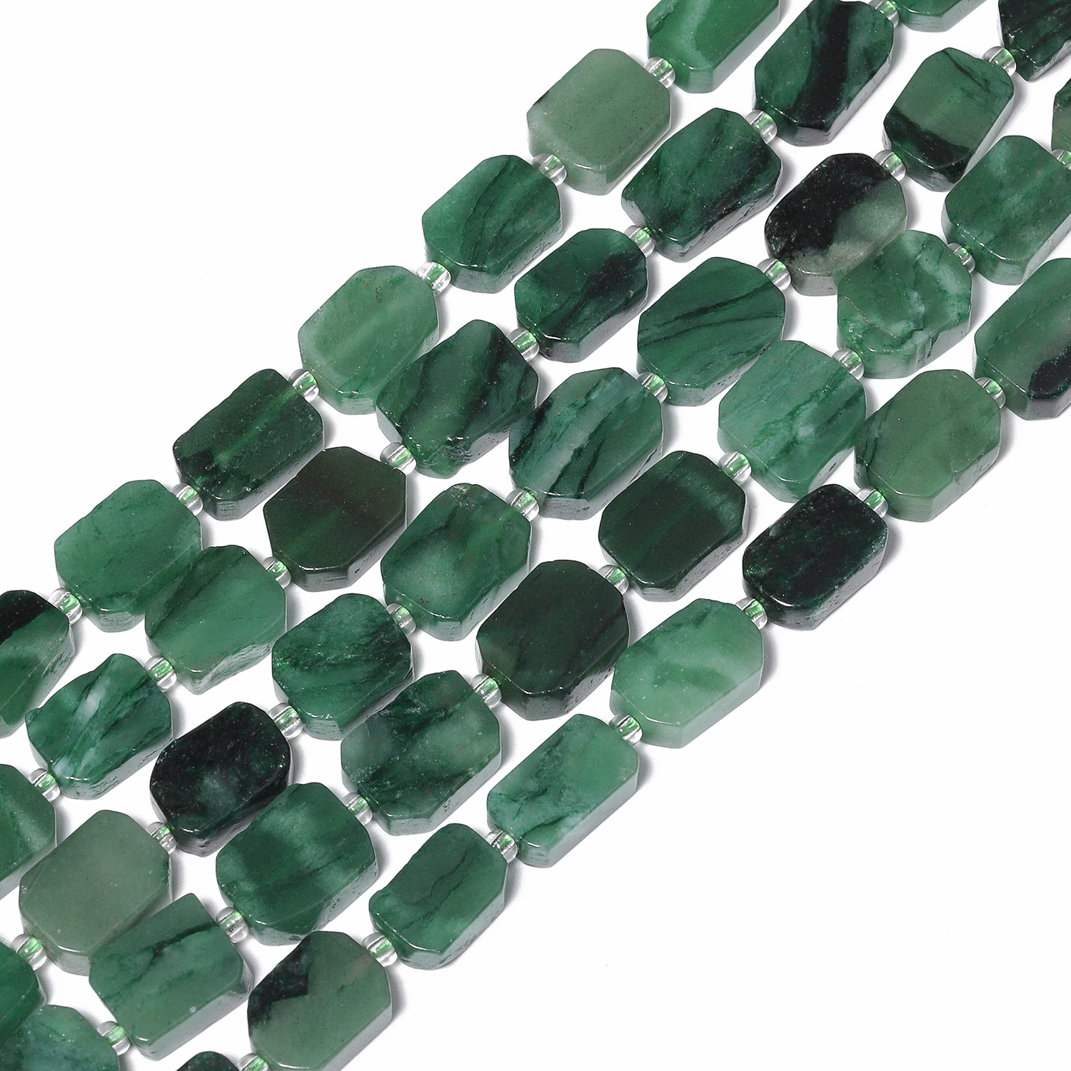 Gemas de Esmeralda verde Natural AAA de 12x8mm, cuentas de piedra con forma rectangular Irregular para fabricación de joyería, accesorios de pulsera Diy