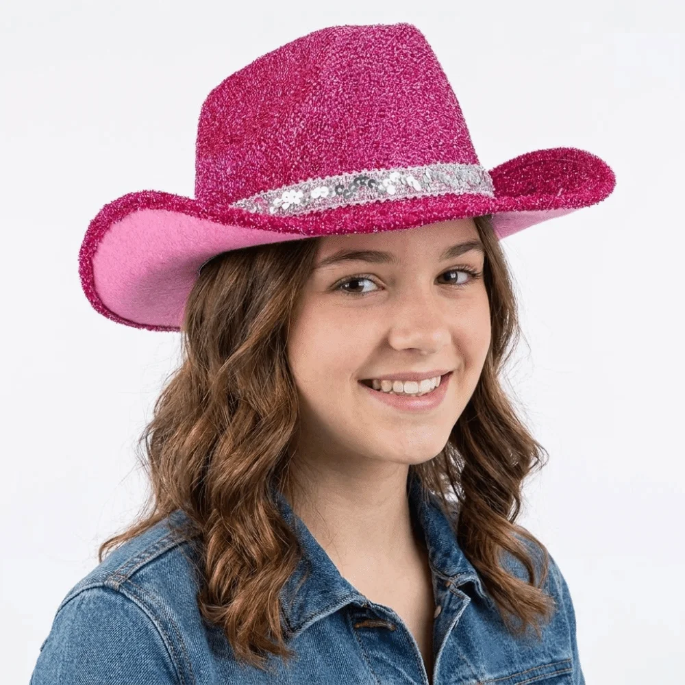 Cool Sequin Bowler Hat Shimmering Adjustable Western Cowboy Hat Fedoras Hat Jazz Hat Cowgirl Hat Prom
