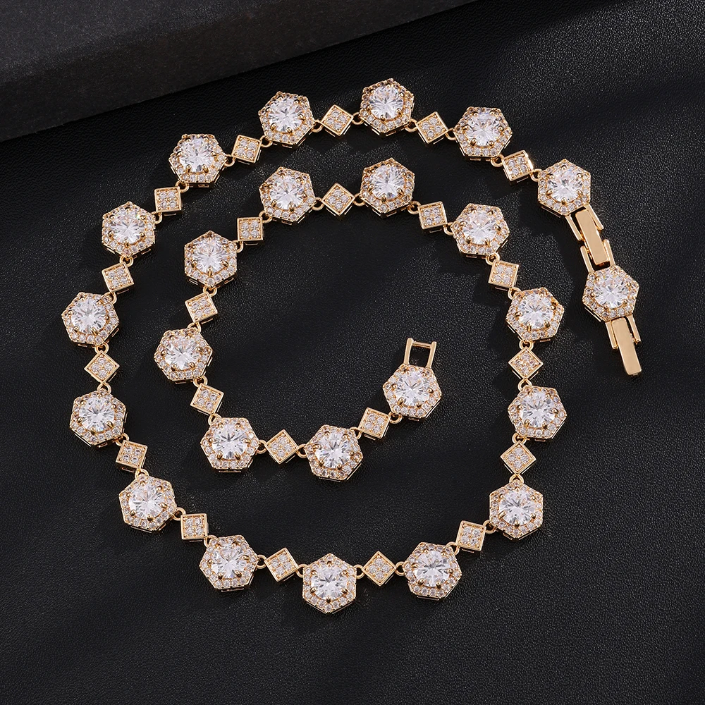 ZAKOL Bunte Geometrische Glänzende Kubische Zirkonia-Kette Tennis-Halskette für Damen, Wunderschöner Luxuriöser Vollbesetzter CZ-Schmuck für Hochzeiten und Partys – Detail 3