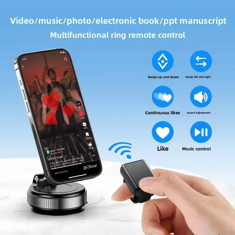 Hot Sale Wireless Bluetooth Ring Mouse Selfie TikTok Youtube Short Video Browsing E-book Novel PPT Page Turning Remote Control