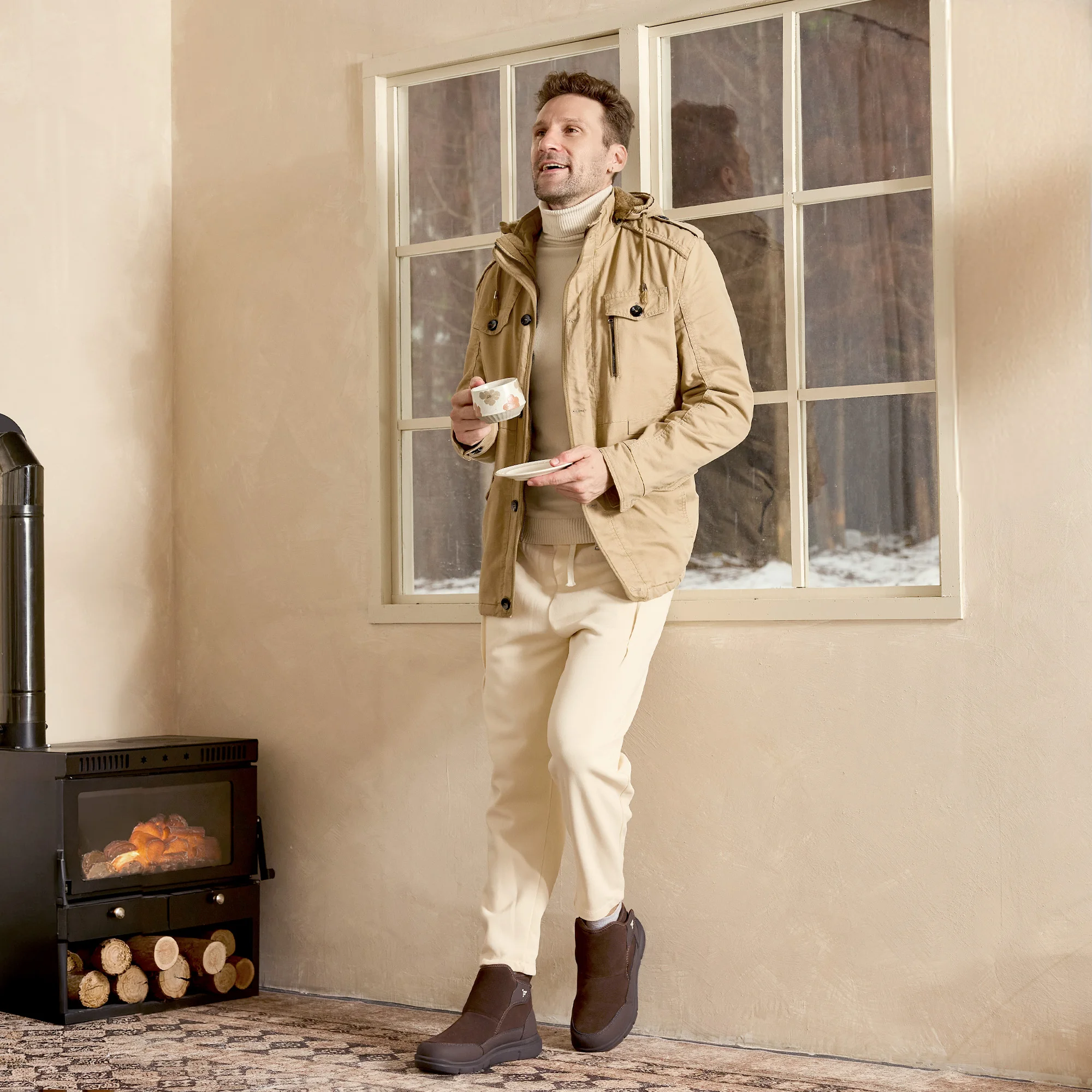 Fittington Herren Winter-Wanderstiefel, extra breite Zehenpartie, Diabetiker-Schuhe für Männer, warm gefüttert mit Fleece, lässige Wander-Schneestiefel für den Herbst – Detail 10
