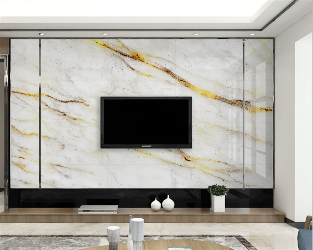 

beibehang papel de parede Custom New Modern Gold Stone Pattern Gold Foil Jazz White Marble Background papier peint Wallpaper