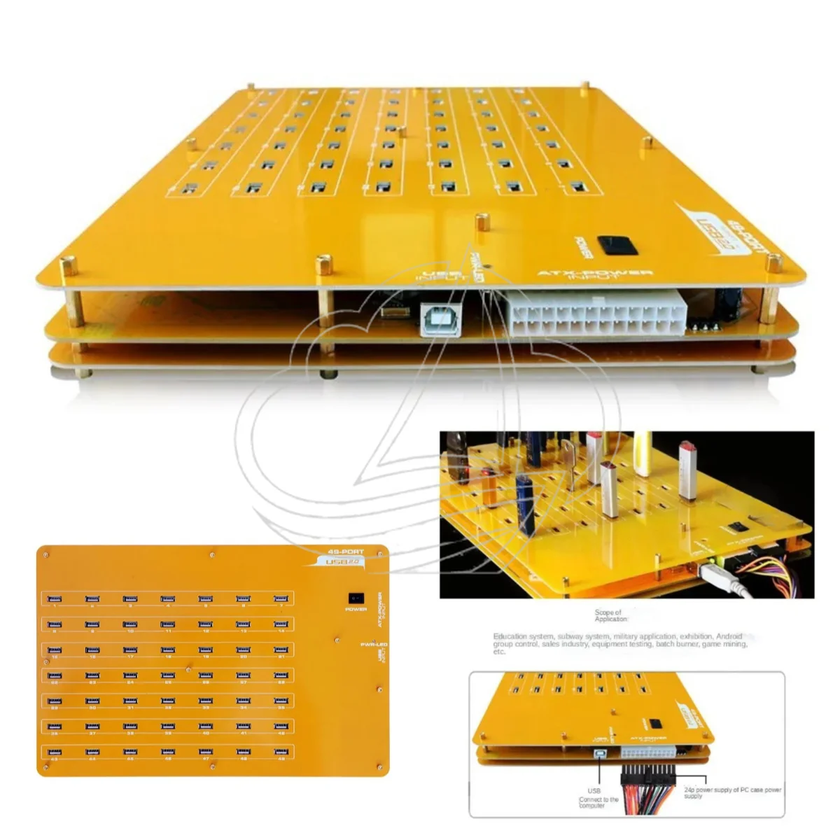 49-Port Industrial High Speed USB 2.0 Hub, Simultaneous Charging & Data Transfer Hub for Computer & Smartphone Devices