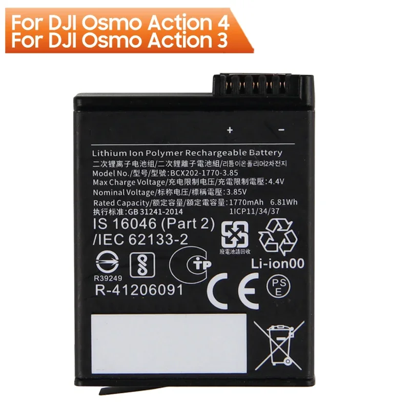

1770mAh Replacement Battery For DJI Osmo Action 4 Action 3 Action 5 Pro Cold-Resistant Heat-Resistant Long-Lasting Battery