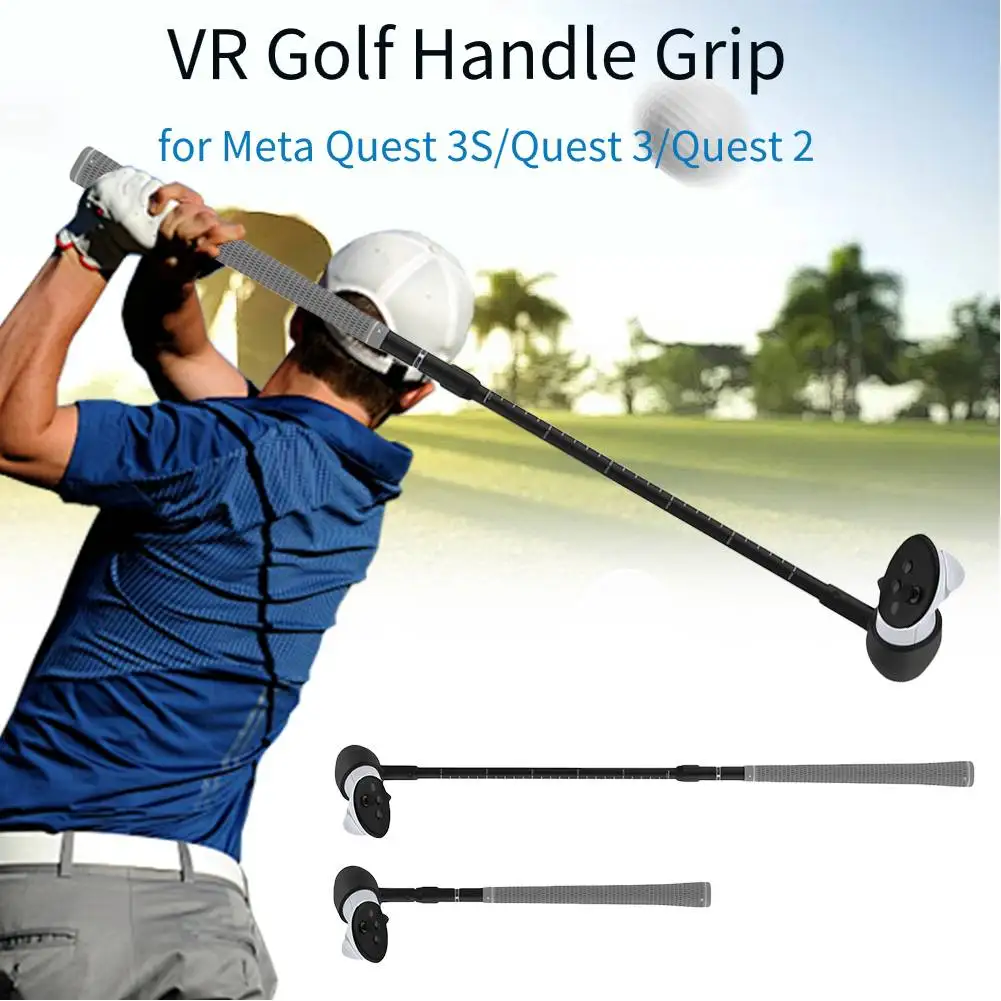 Non-Slip VR Golf Handle Grip for Meta Quest 3S/Quest 3/Quest 2 Accessories VR Golf Club Golf Club Attachment