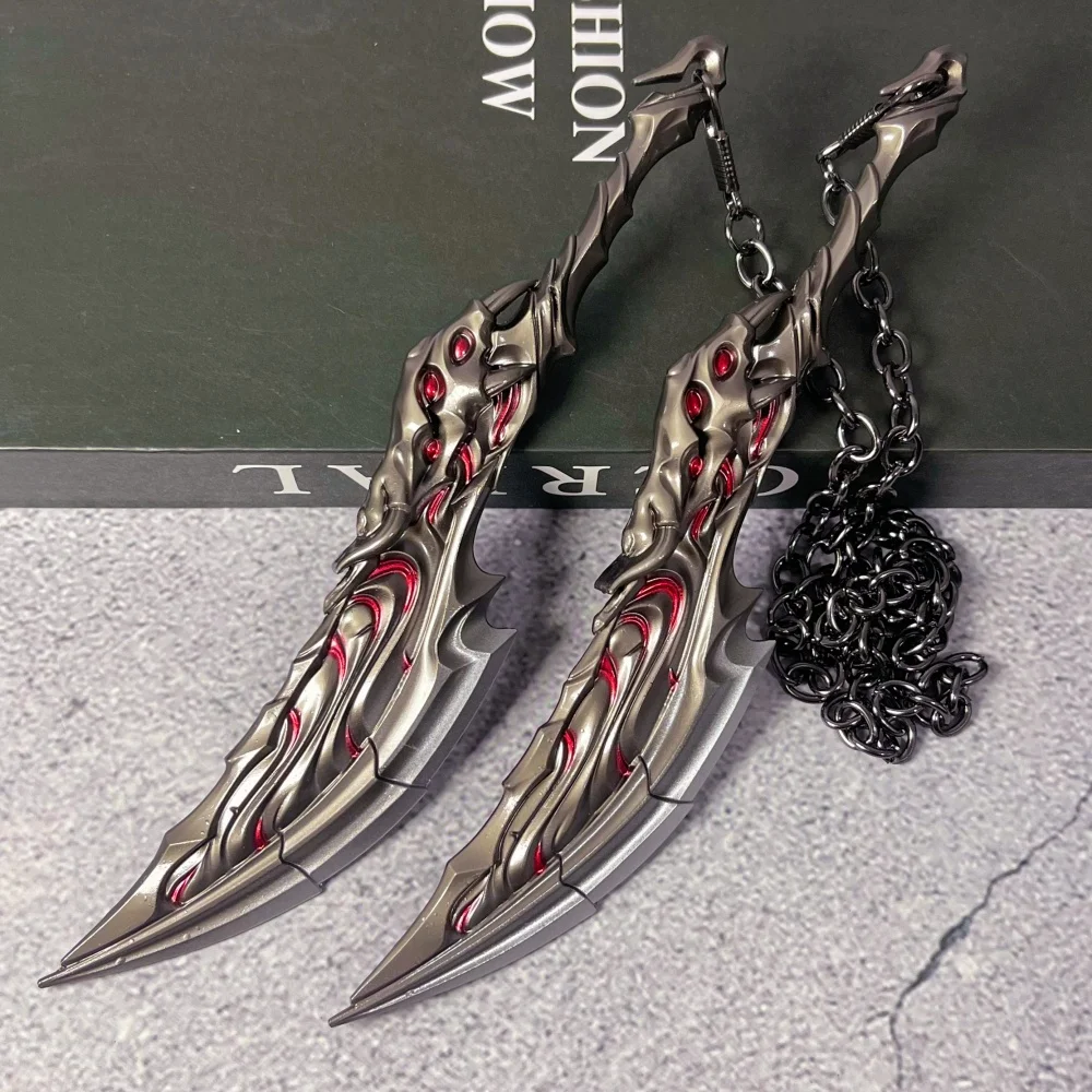 7.5inch 2pcs Valorant Katana Metal Steel Real Size Japanese Katana Samurai Sabre Anime Cosplay Prop Sword Ninja Knife Toy Gift