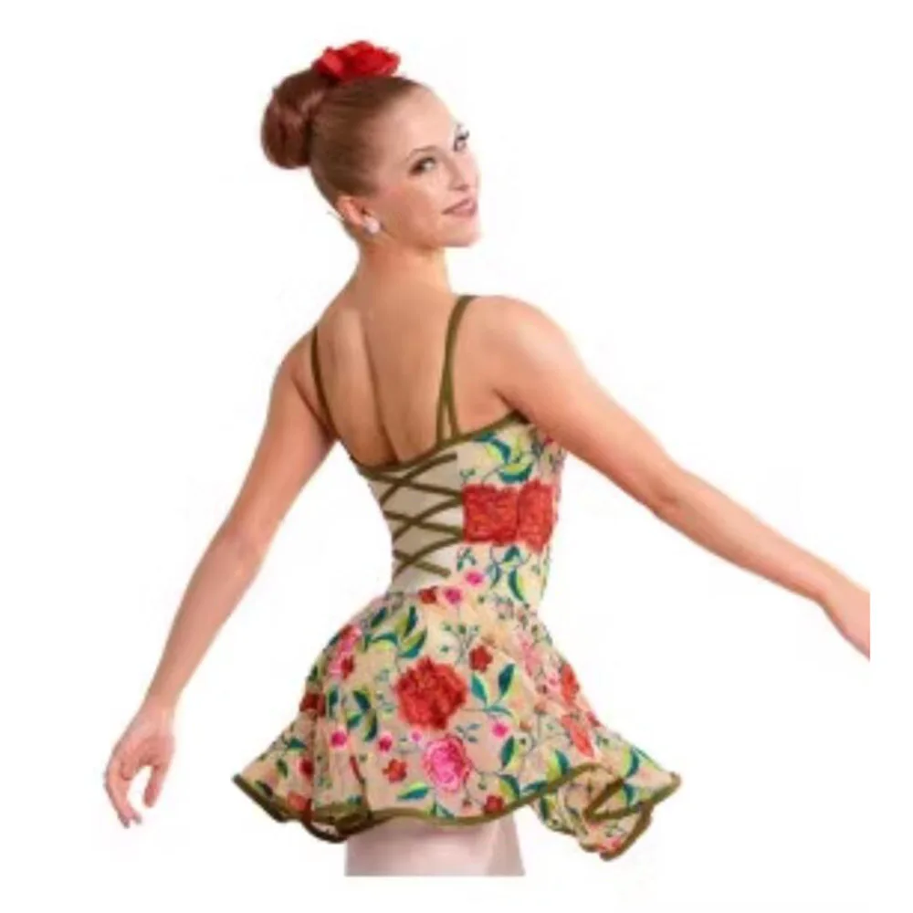 Women's Ballet Dance Performance Dresses, Modern Ballet Skirt With Blossoms And Brilliant Prints