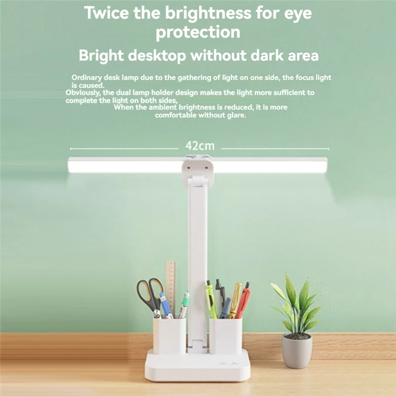 ABLK LED لمبة مكتب ضوء مع 2 أصحاب القلم عكس الضوء 3 طرق اللون العناية بالعين الجدول مصباح لمكتب دراسة القراءة المنزلية
