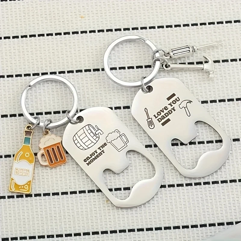 Flaschenöffner-Schlüsselanhänger aus Edelstahl mit Mini-Bierflasche – Vatertagsgeschenk, tägliches Geschenk für Bierliebhaber, langlebiger Schlüsselanhänger