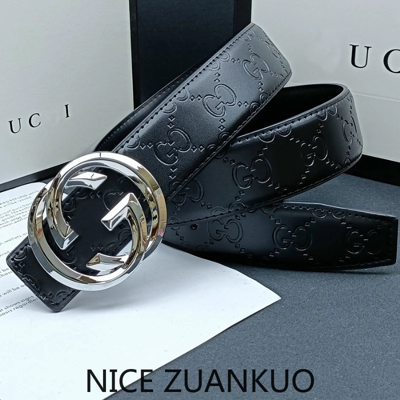 Men's Genuine Leather Belt, 26SS Italian Luxury Style Business Belt, Genuine Leather Casual Retro Belt, Belt for Men's Jeans, Printed High-end Brand Belt. Versatile Creative Business Leather Belt.