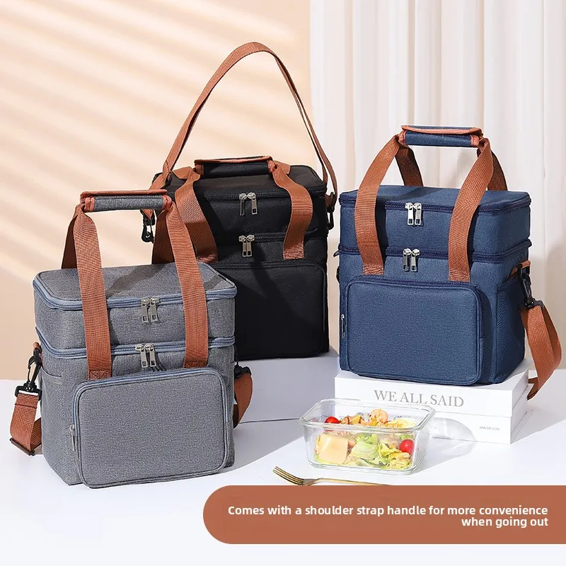Outdoor Picnic Heightened Insulated Ice Bag, Multifunctional Crossbody Bento Lunch Box Bag