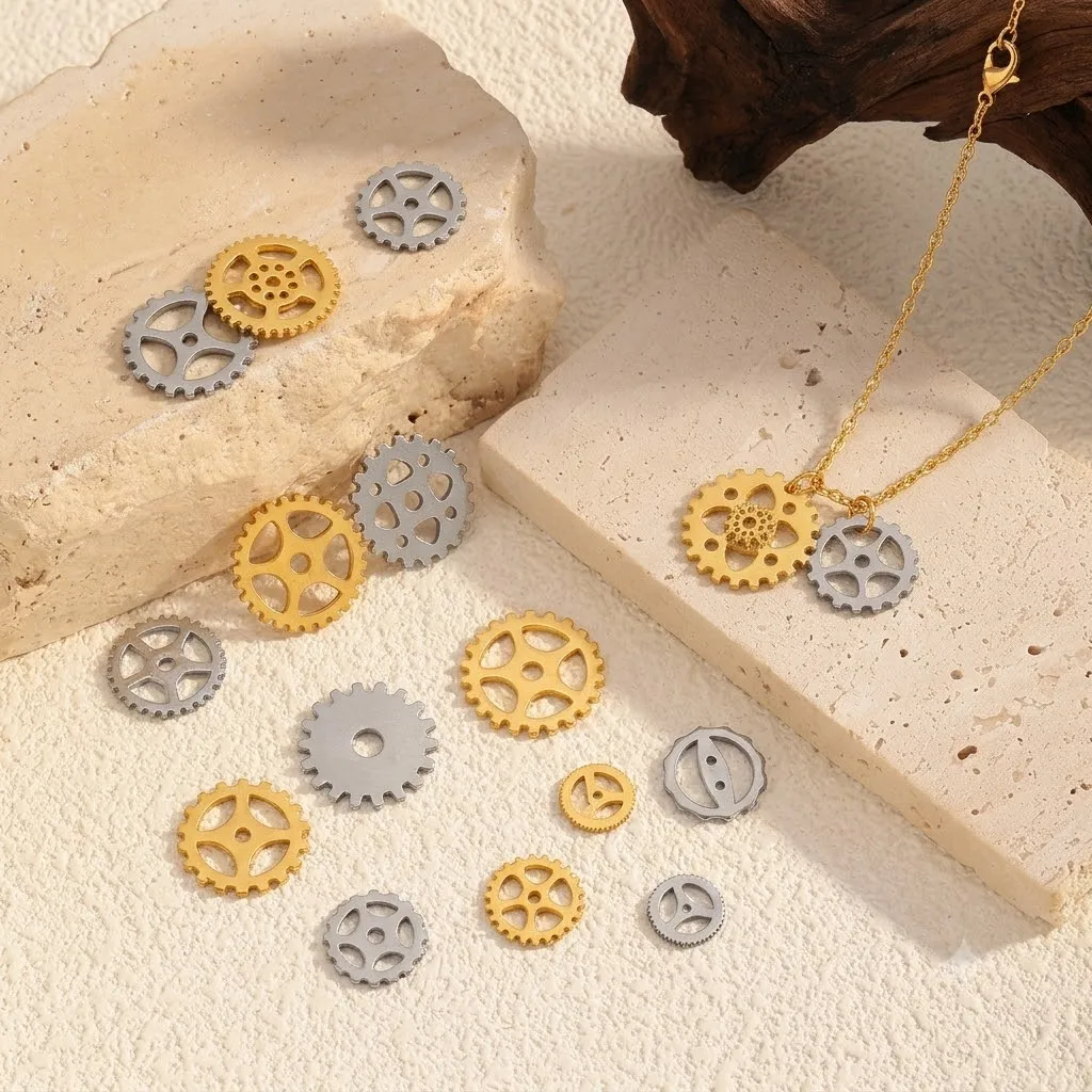 20g Stainless Steel Random Metal Steampunk Gears Charms For DIY Pendants Necklaces Jewelry Crafts Making Accessories Supplies