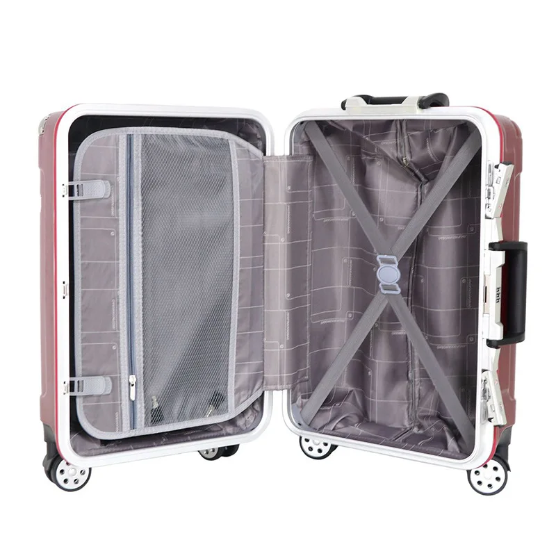 Valise à Roulettes avec Cadre en Aluminium et Angle Couvert de Métal, Valise de Cabine et de Voyage pour Homme et Femme