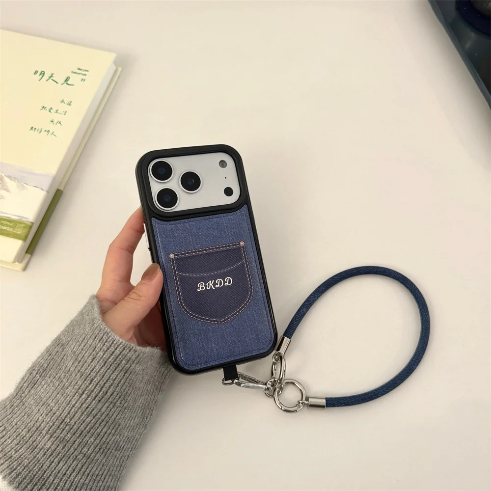 

Personalized Leather Denim Fashion Phone Case for iPhone 17 Pro Max 16 Pro 14 15 Cover Cute Shockproof Fundas For 17 16 Max Case