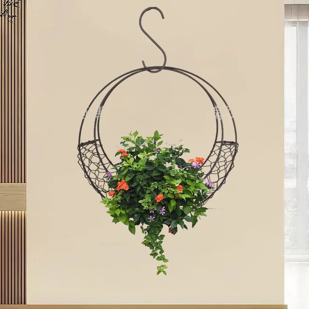

2025 Home Succulent Iron Wreath Moon Shaped Metal Hanging Planter Moon Shape Iron Wire Succulent Pot For Home Garden Decoration