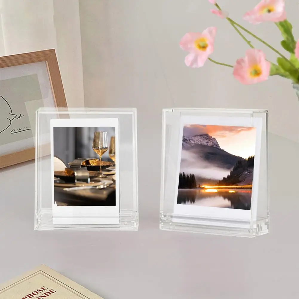 3-inch Photo Frame Dustproof Photo Frame Heavy Duty Photo Frame with Double-sided Visibility Dustproof Groove Base for 3-inch