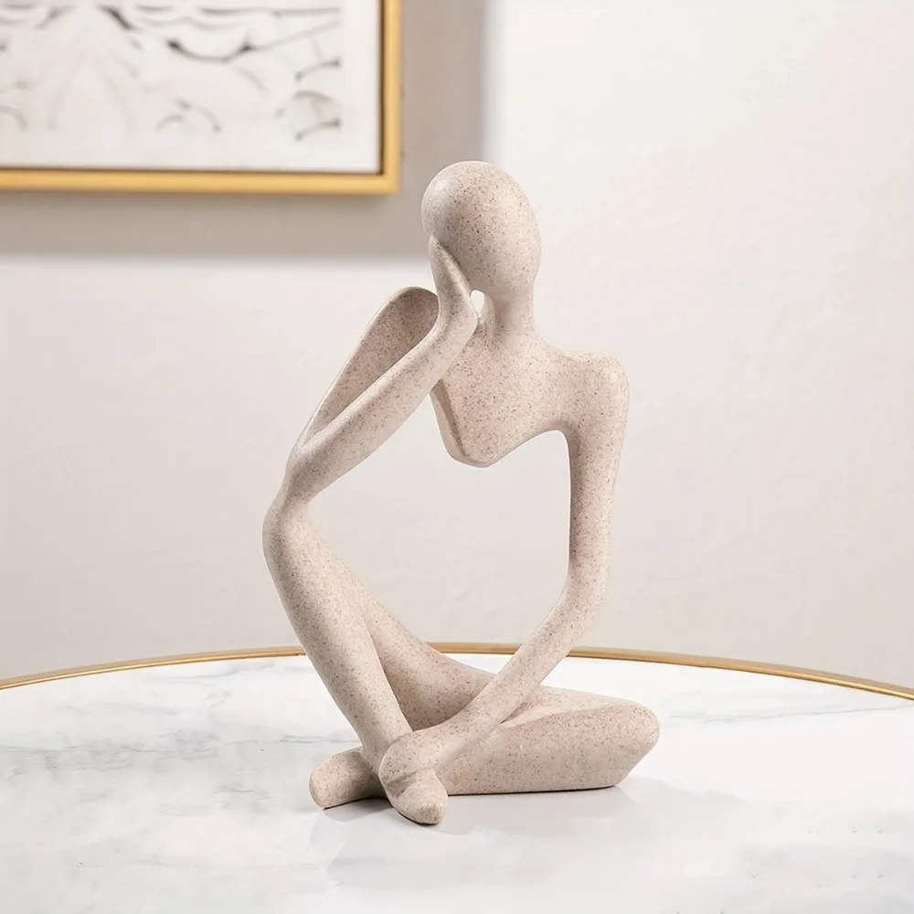 Abstrakte Denker-Statue Sandstein-Texturierte Harz-Skulptur Moderne Minimalistische Dekorative Figur Büro Bücherregal Schreibtisch-Dekoration