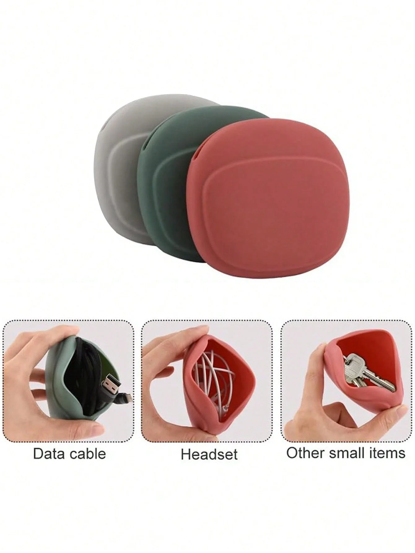 Casual Silicone Wired Headphone Cosmetics Bag, Convenient for Travel and Easy to Carry, Mobile Phone Data Cable Charger Cosmetics Bag